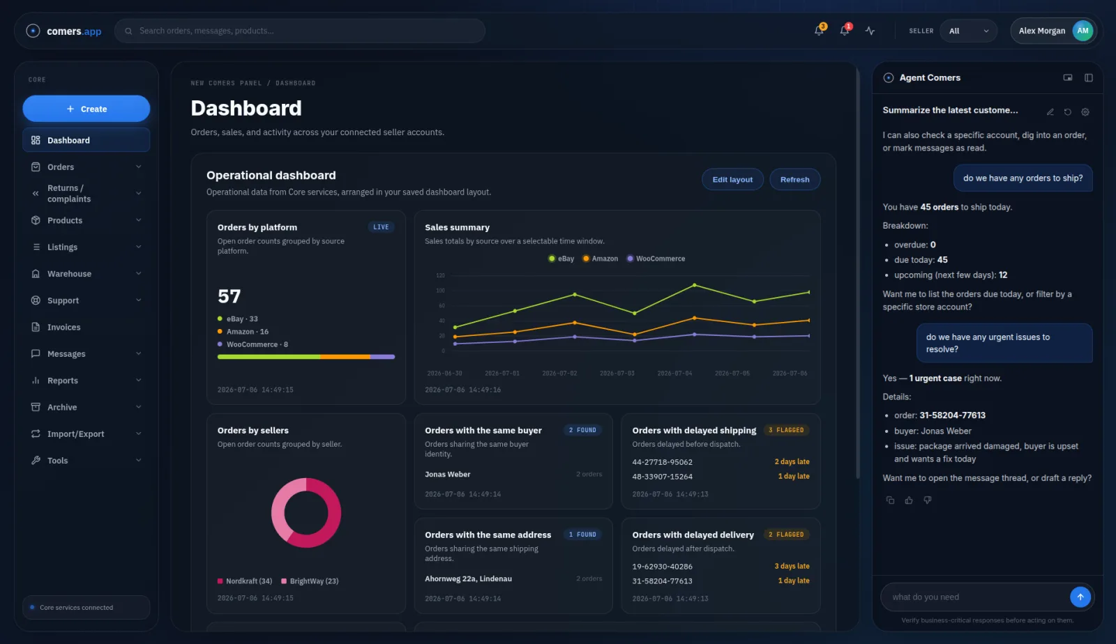 Comers platform dashboard